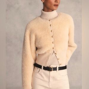 J Crew Fitted Waist Cardigan in Fuzzy Yarn